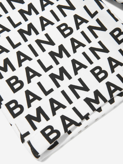Balmain 男童黑色徽标平纹短裤
