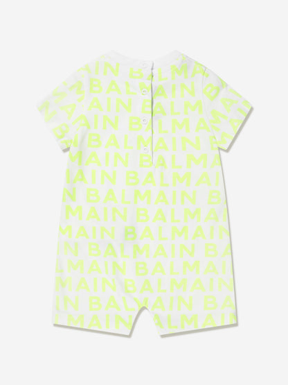 Balmain 男婴连体衣和帽子礼品套装（白色）