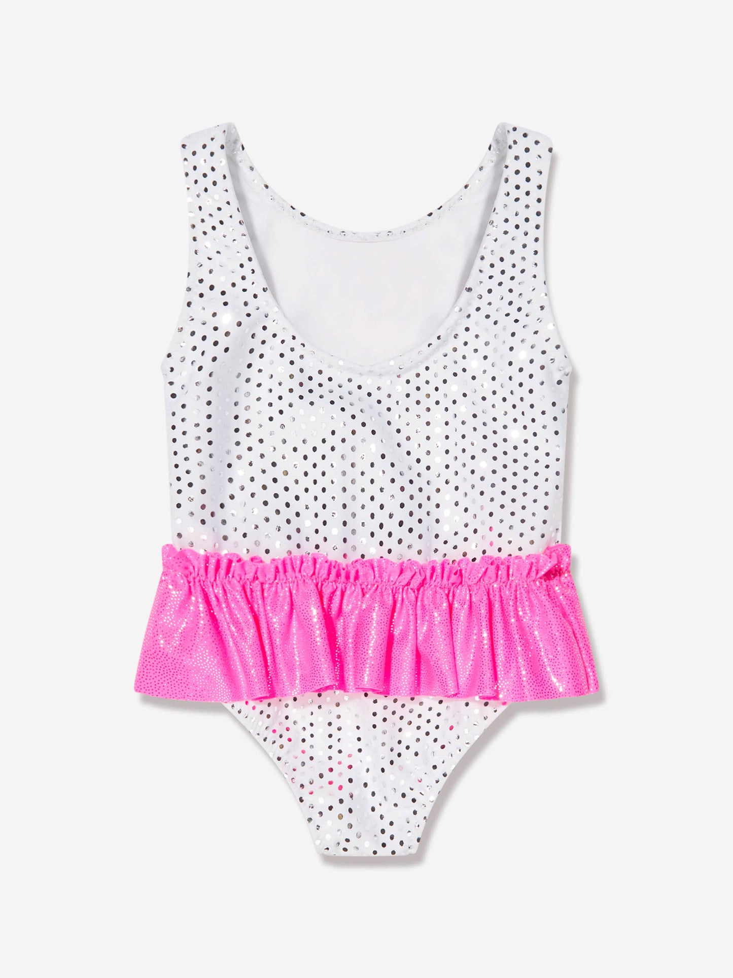 Balmain 女婴徽标褶边白色泳衣