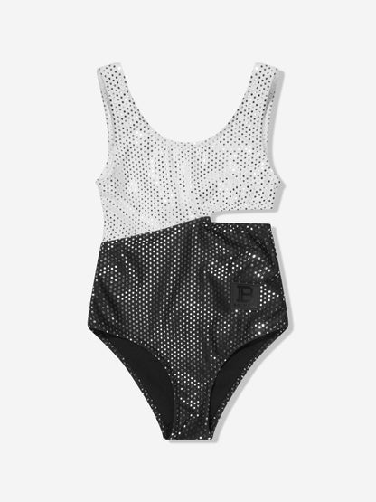 Balmain 女童白色徽标泳衣