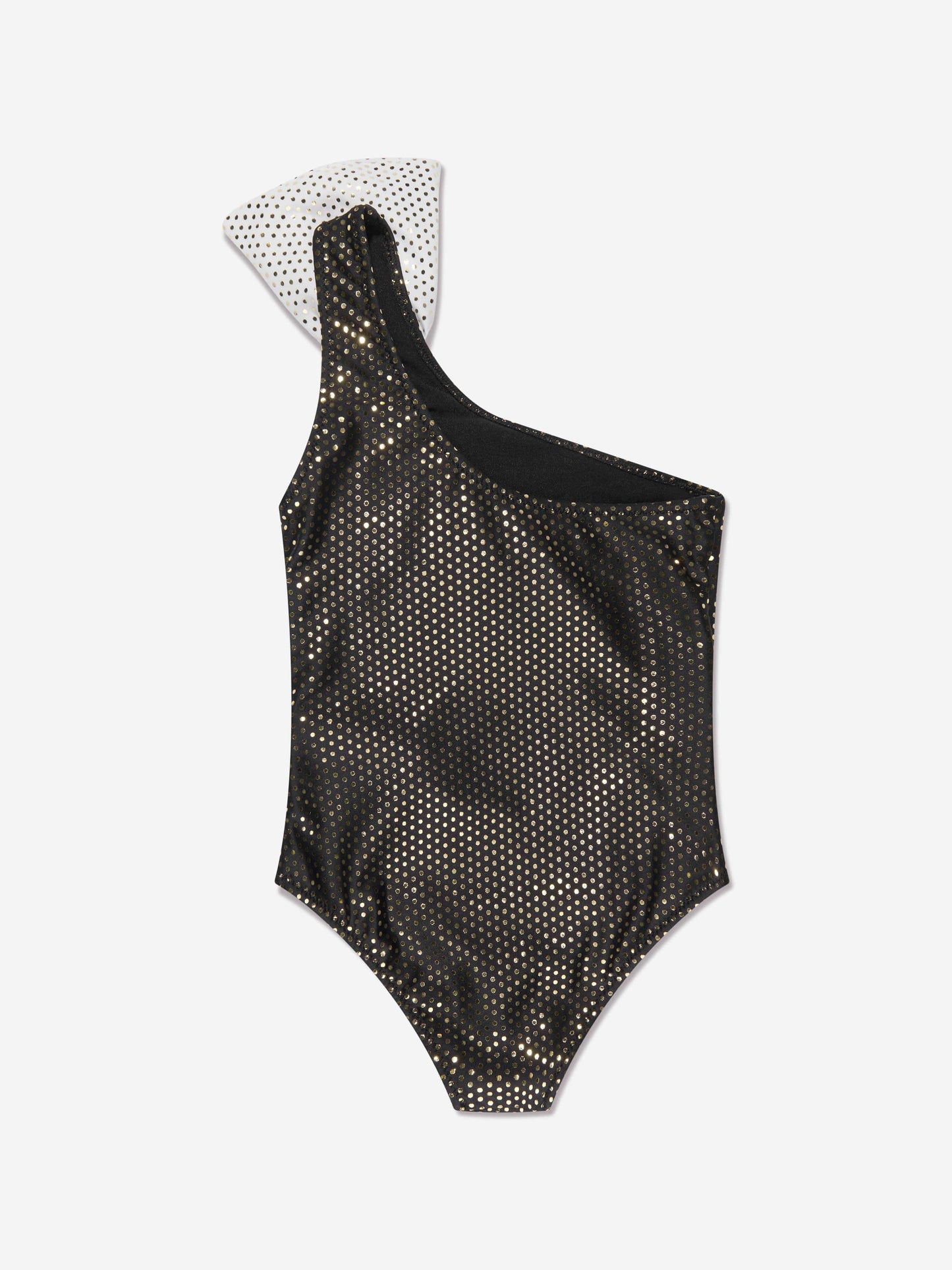 Balmain 女童单肩蝴蝶结泳衣（黑色）