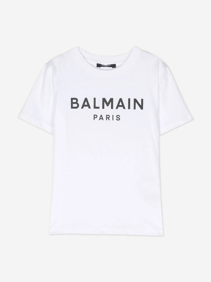 Balmain Kids Logo T-Shirt in White