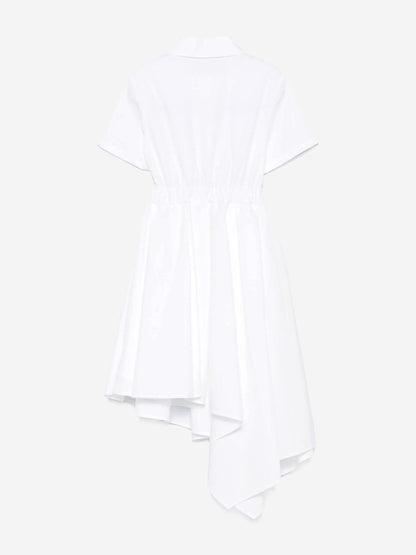 Balmain Girls Asymmetrical Shirt Dress in White