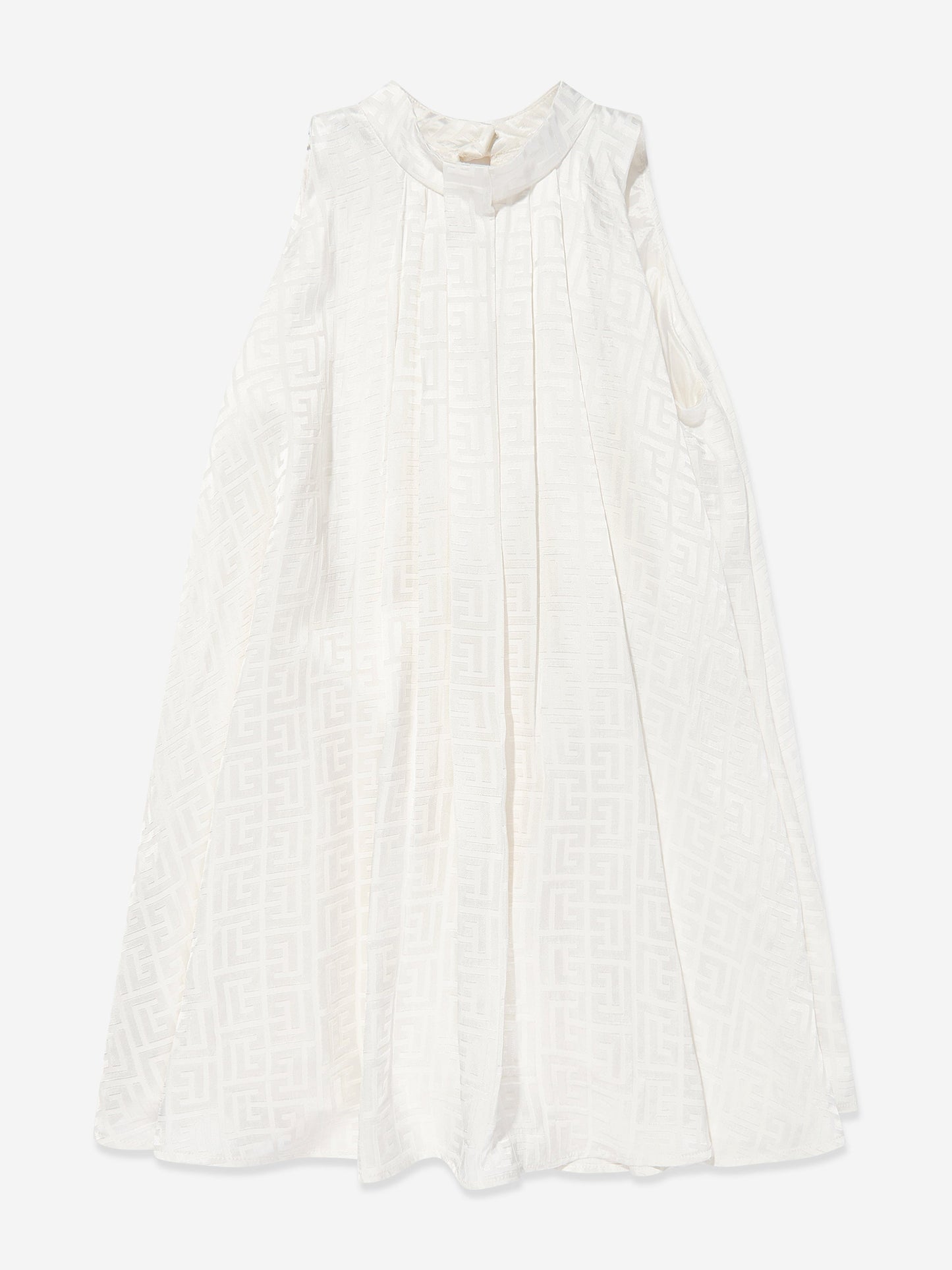 Balmain Girls Sleeveless Monogram Dress in Ivory