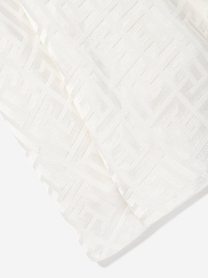 Balmain Girls Sleeveless Monogram Dress in Ivory