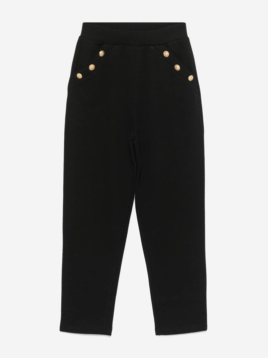 Balmain Girls Logo Button Joggers in Black
