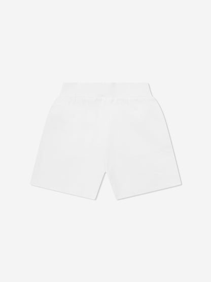 Balmain Girls Logo Button Shorts in White