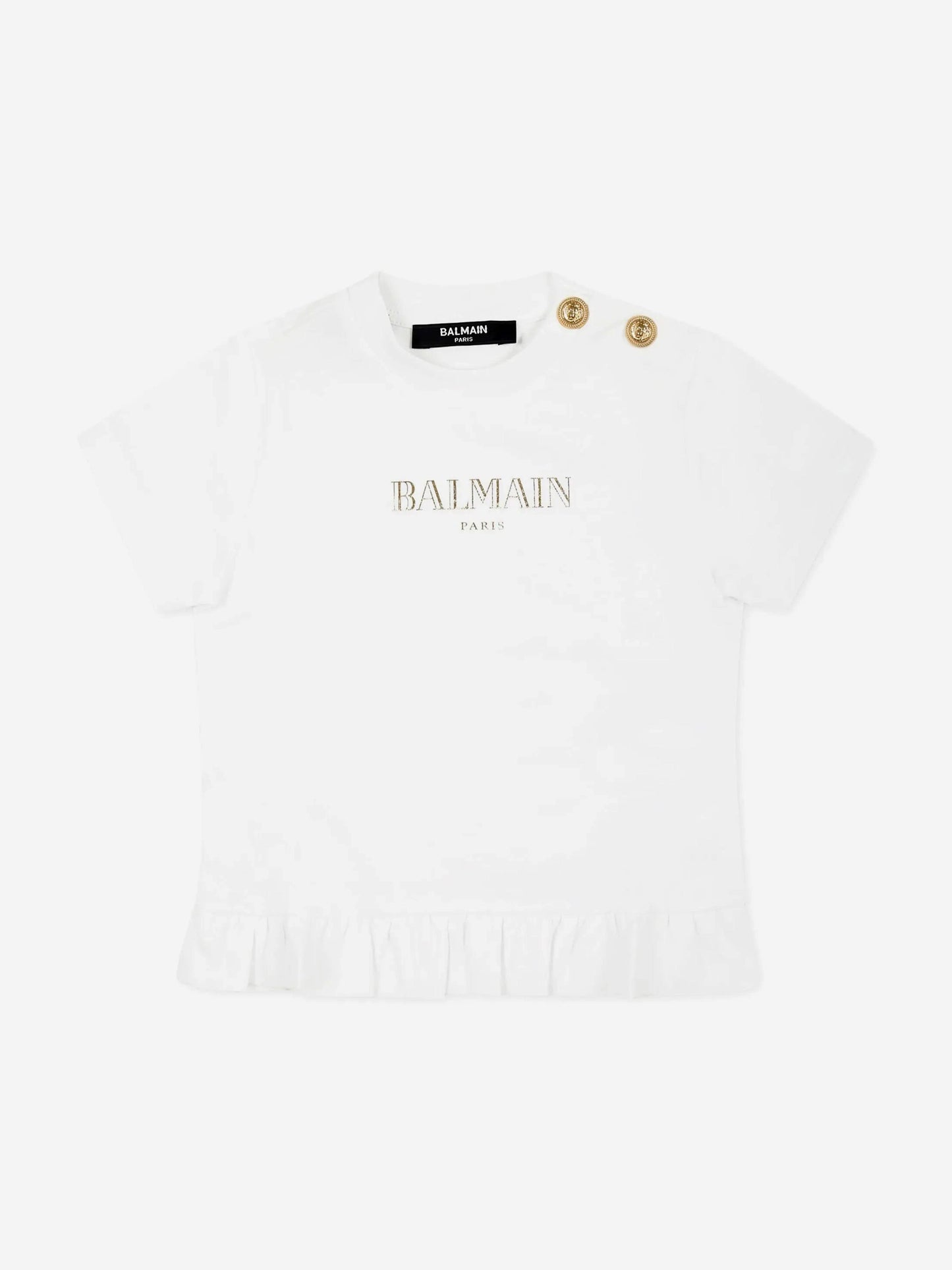 Balmain Baby Girls Logo T-Shirt in White