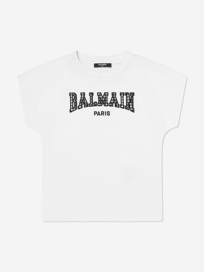 Balmain Girls Logo T-Shirt in White