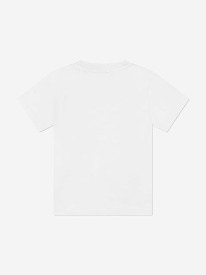 Balmain Girls Buttoned Logo T-Shirt in White