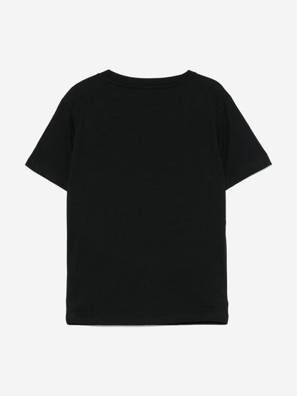 Balmain Girls Buttoned Logo T-Shirt in Black