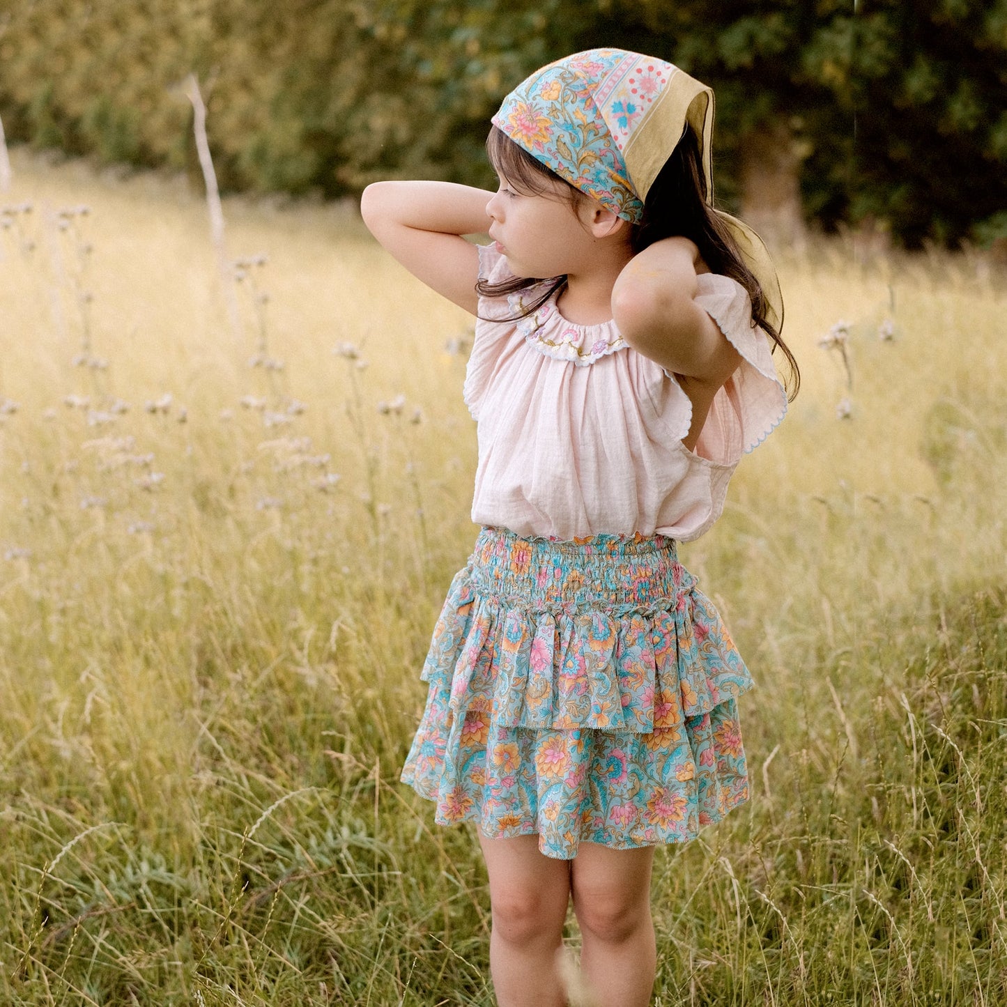 女童粉色刺绣棉上衣