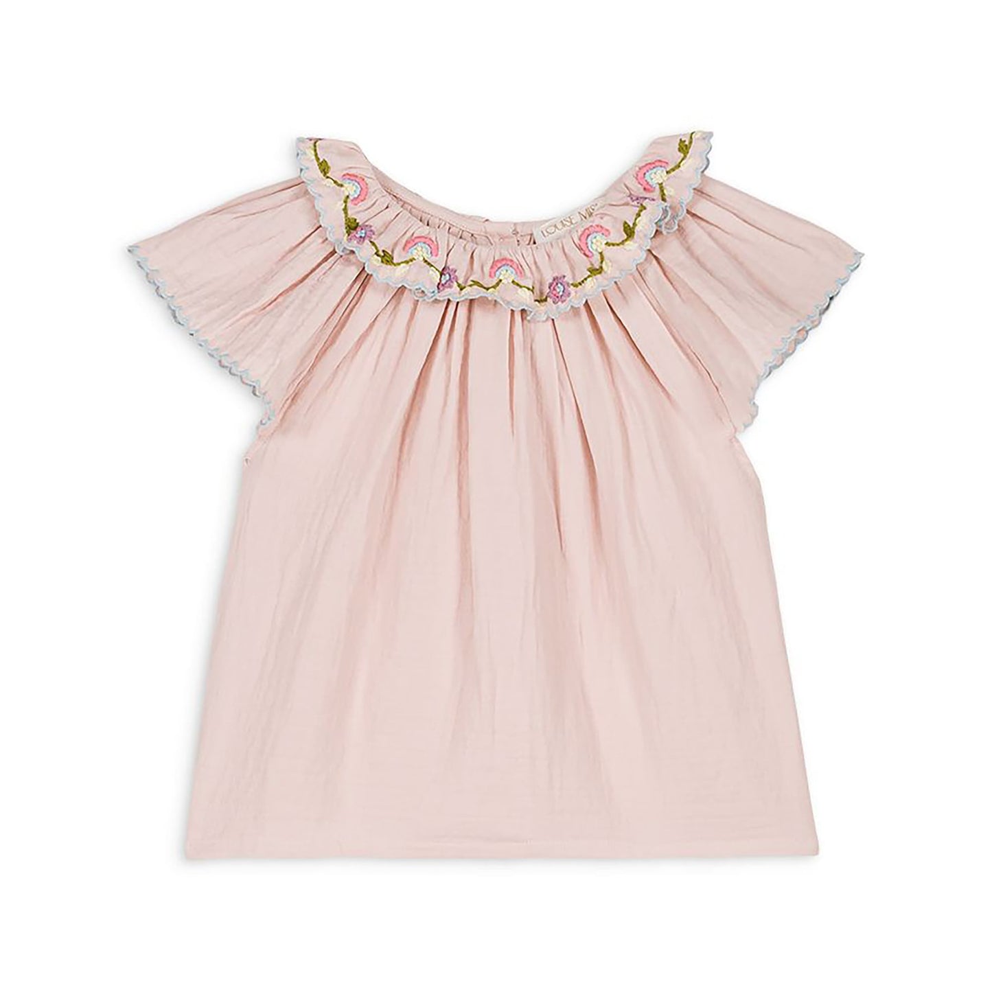 女童粉色刺绣棉上衣