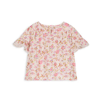 女童粉色碎花棉上衣