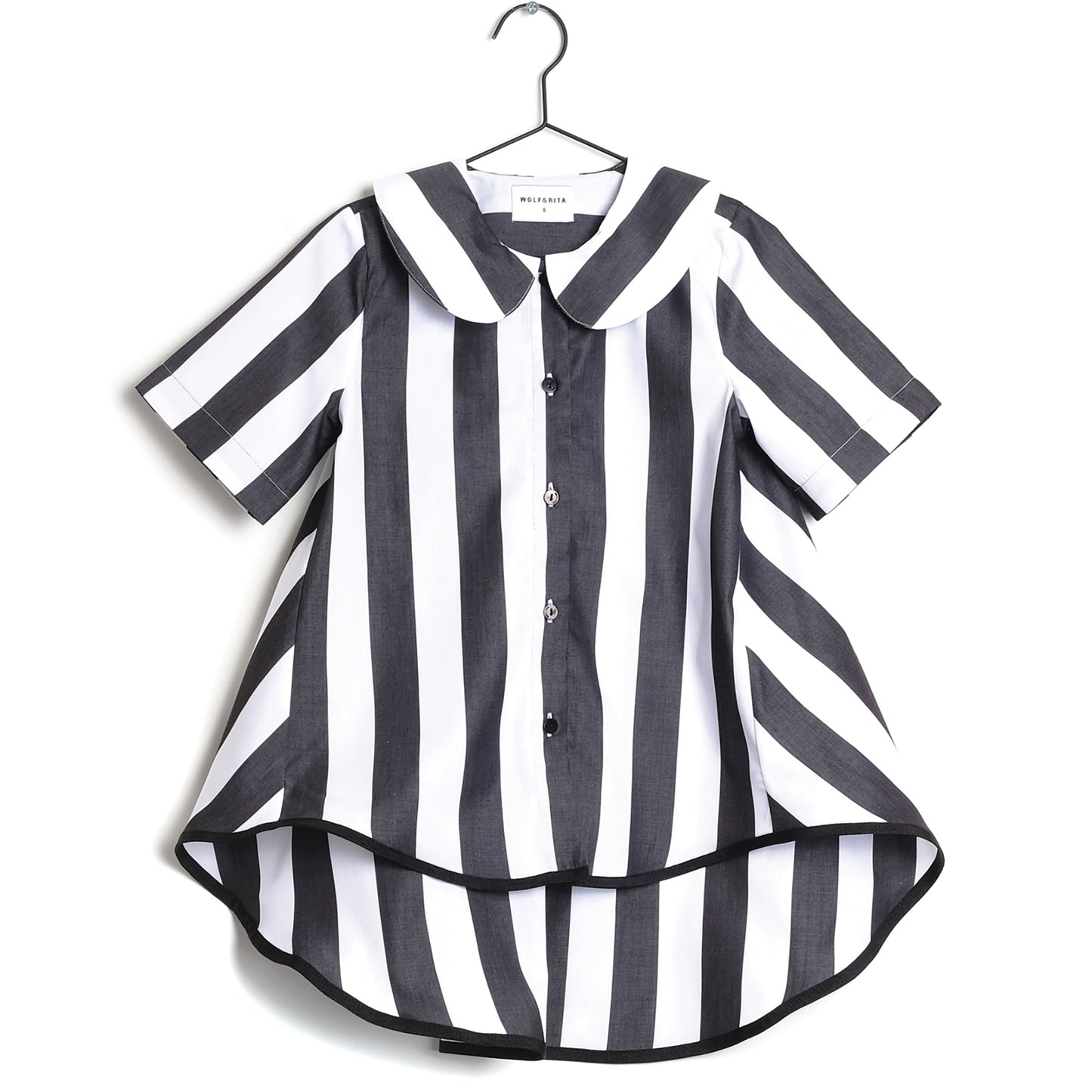 Girls Black Stripes Cotton Shirt