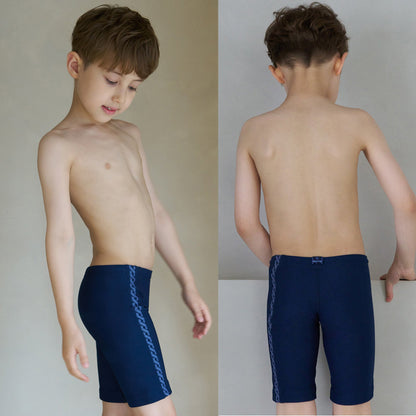 男童藏青色专业泳裤