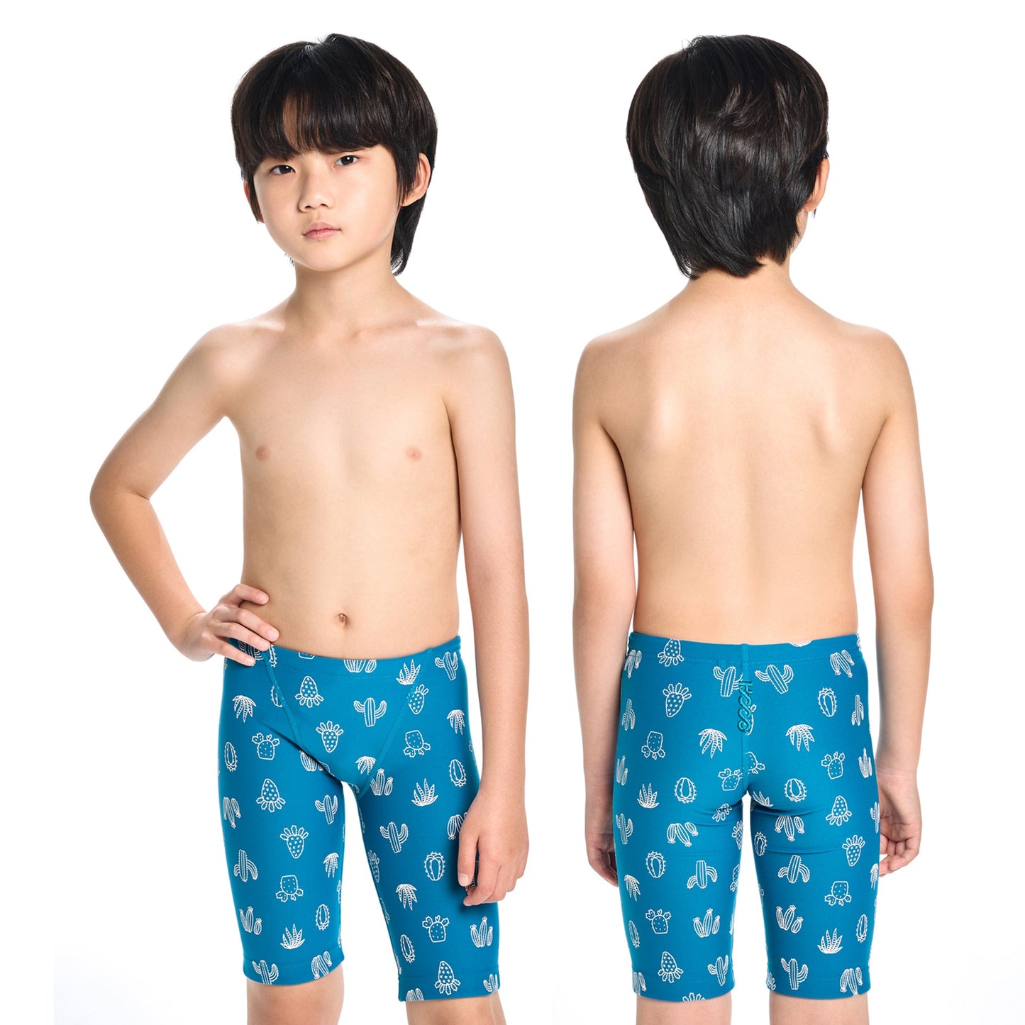 男童蓝色印花专业泳裤