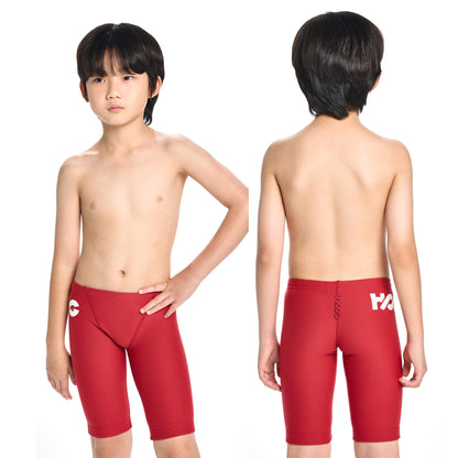男童红色专业泳裤