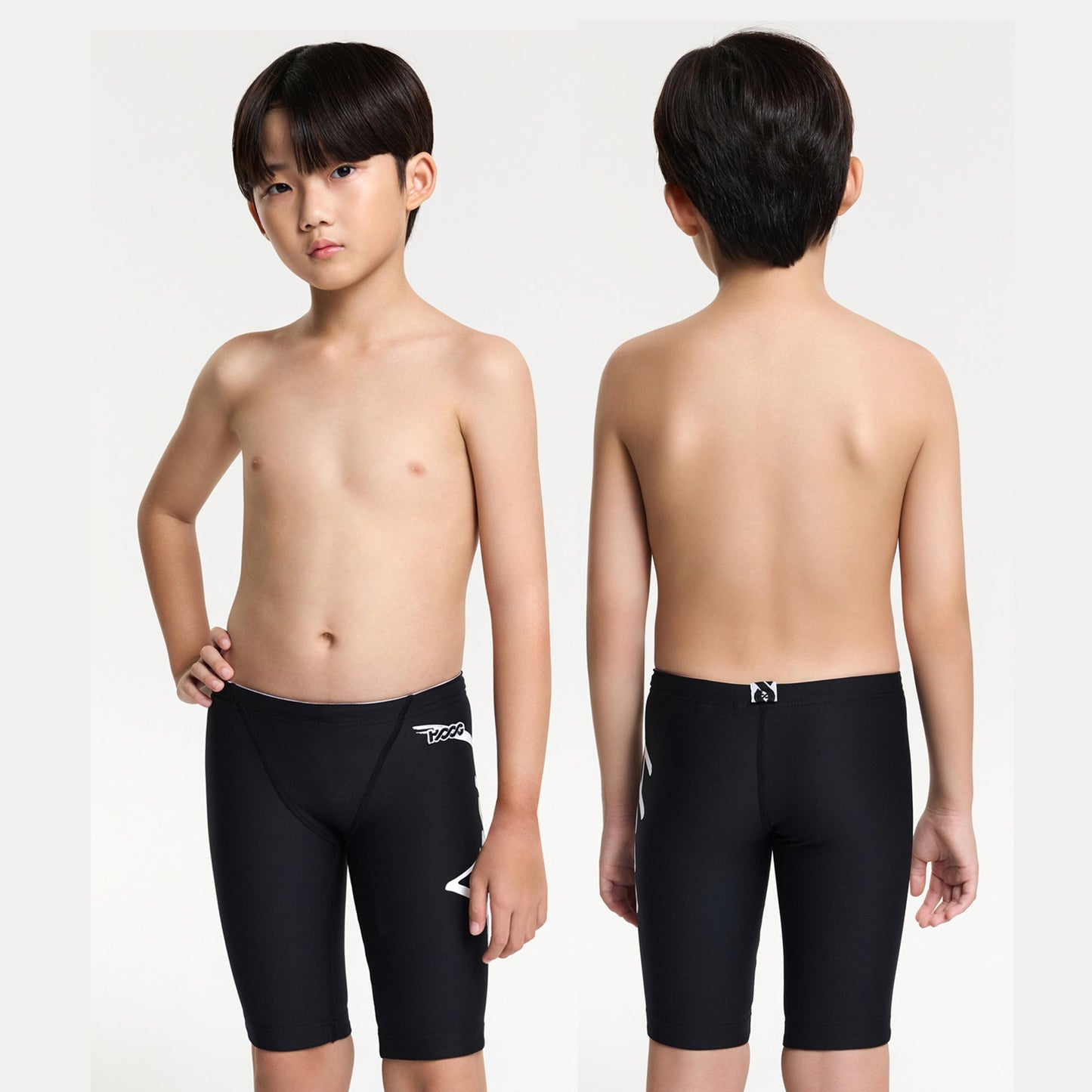 男童黑色Logo专业泳裤