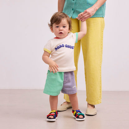 婴儿米白色印花Logo棉T恤