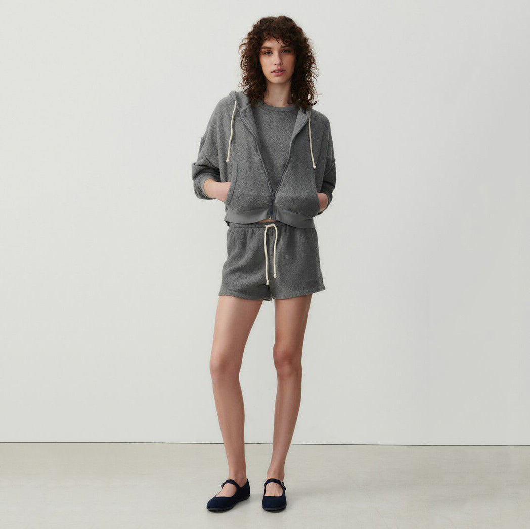 女士深灰色棉拉链上衣