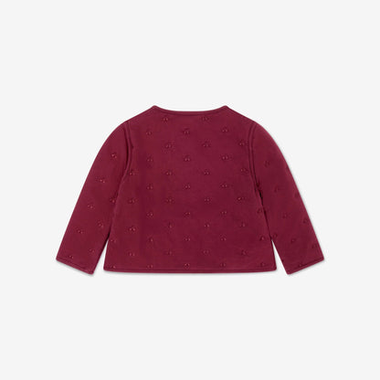 女童深红色刺绣Logo棉夹克