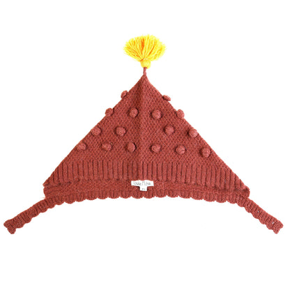 Girls Dark Red Tassel Trims Knitted Cotton 'Kira'Bonnet