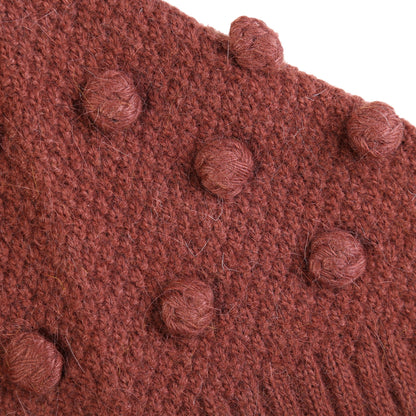 Girls Dark Red Tassel Trims Knitted Cotton 'Kira'Bonnet