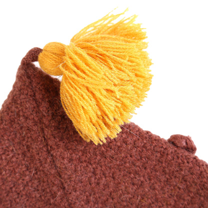 Girls Dark Red Tassel Trims Knitted Cotton 'Kira'Bonnet