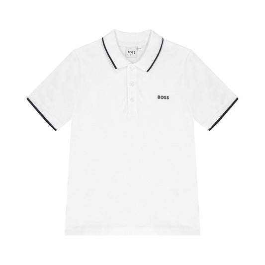 男童白色棉Polo衫