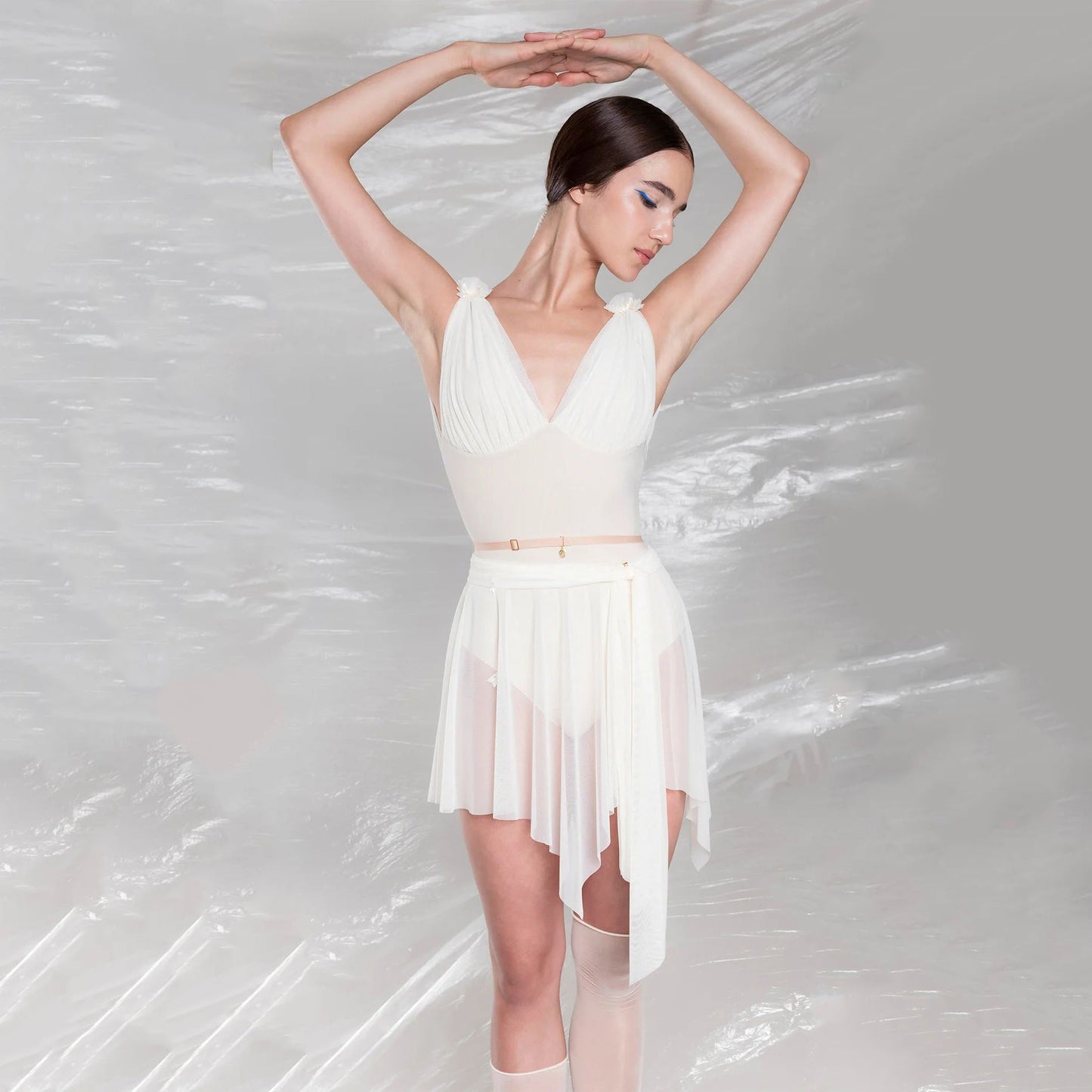 女士白色"BOW"芭蕾舞短裙(251SK62FT/edelweiss)