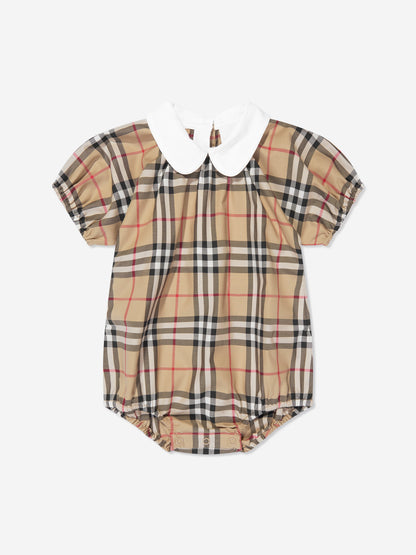 Baby Odessa 档案米色格纹连体衣