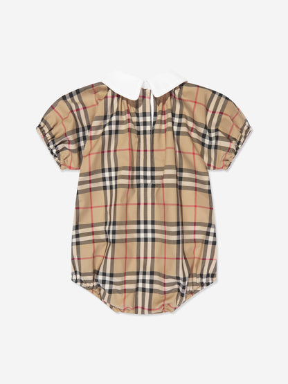Baby Odessa 档案米色格纹连体衣