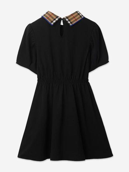 Burberry 女童 Alesea 格纹罗纹连衣裙（黑色）