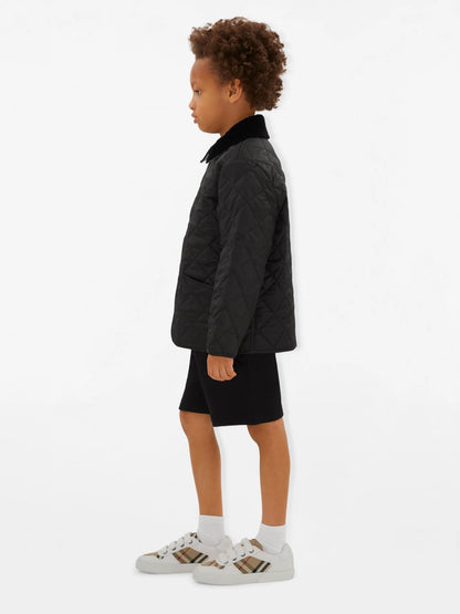 Burberry Kids Noah Check 绑带运动鞋（白色）