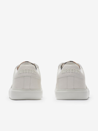 Burberry Kids Noah Check 绑带运动鞋（白色）
