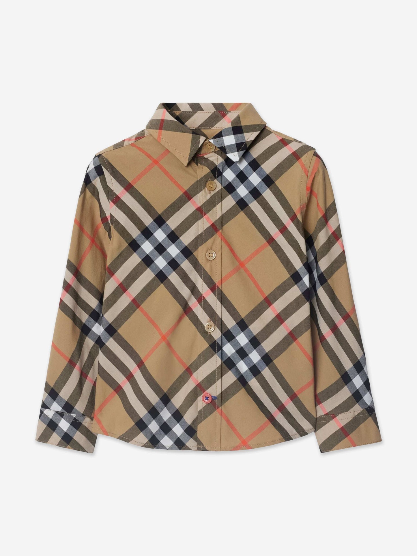 Burberry 男婴 Qwen 长袖格纹衬衫（米色）