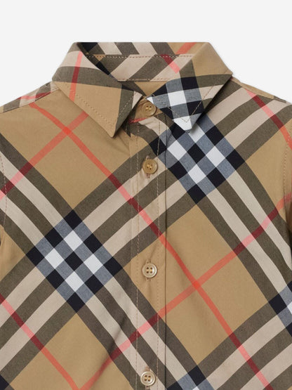 Burberry 男婴 Qwen 长袖格纹衬衫（米色）