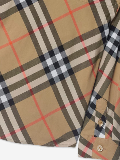 Burberry 男婴 Qwen 长袖格纹衬衫（米色）