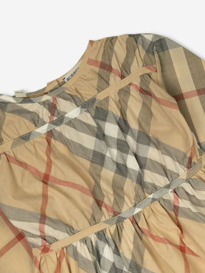 Burberry 女婴 Cecille 格纹连衣裙（米色）
