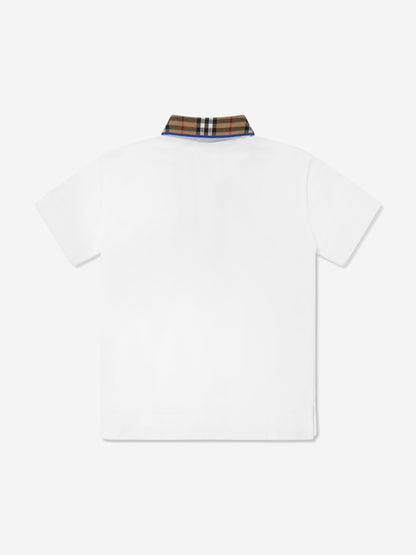 男童白色格纹领口 Johane Polo 衫