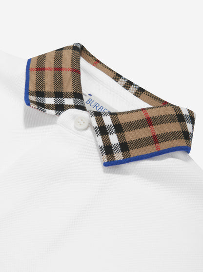 男童白色格纹领口 Johane Polo 衫