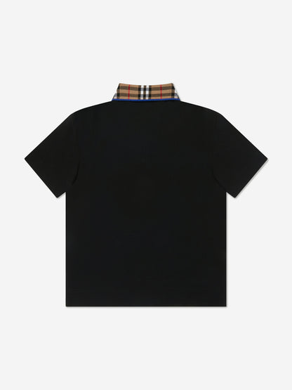 男童黑色格纹领口 Johane Polo 衫