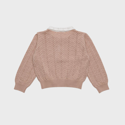 女童粉色针织开衫