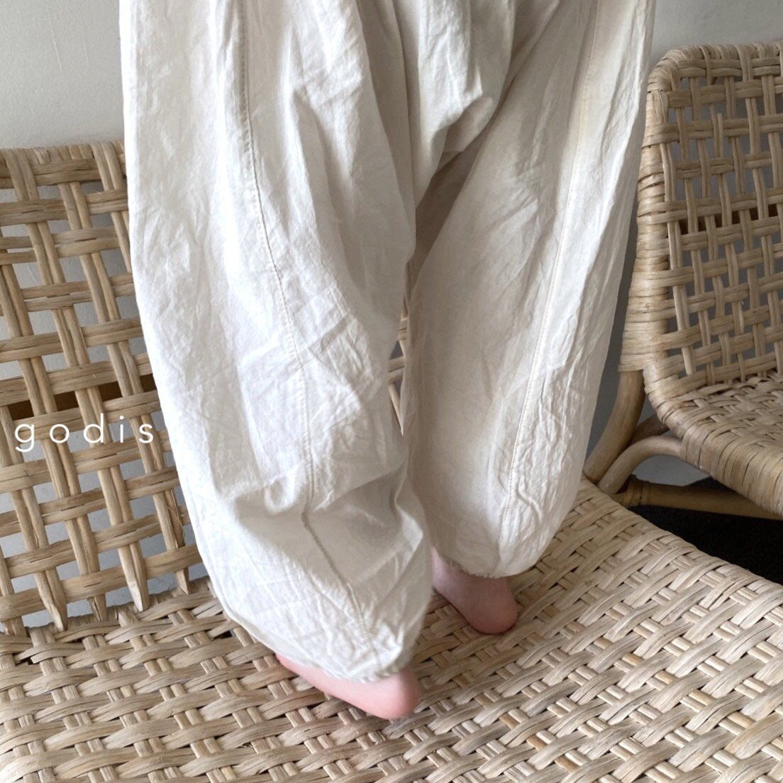 儿童白色棉长裤