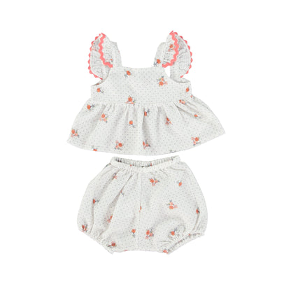 女婴白色碎花棉套装