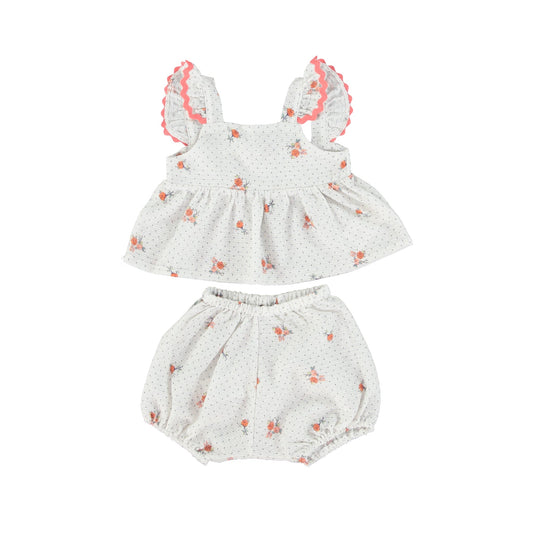 女婴白色碎花棉套装