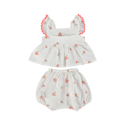 女婴白色碎花棉套装