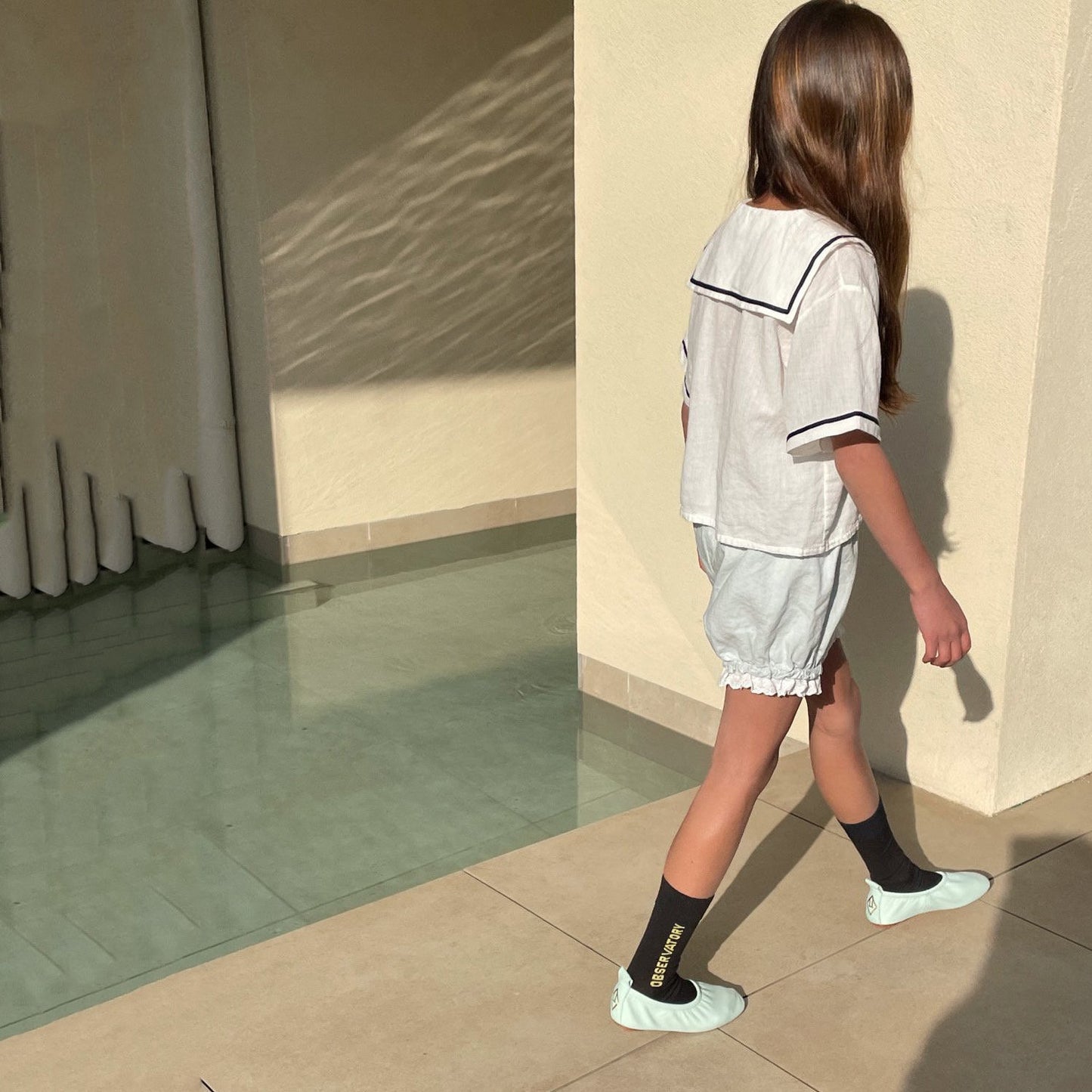 女童白色棉短裤