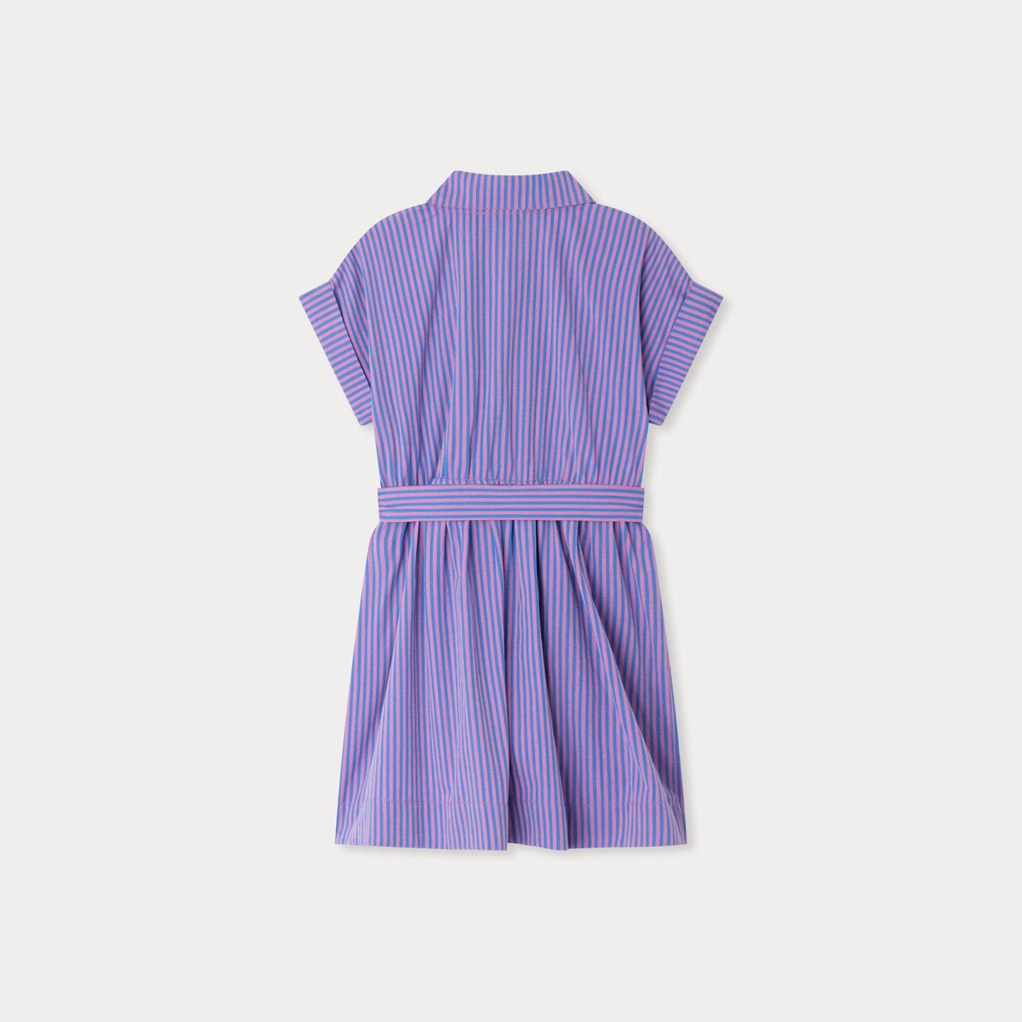 女童紫色条纹棉连衣裙